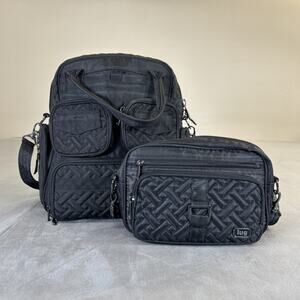 LUG Puddle Jumper Overnight Bag Carry On Luggage Tote & Carousel Crossbody Black